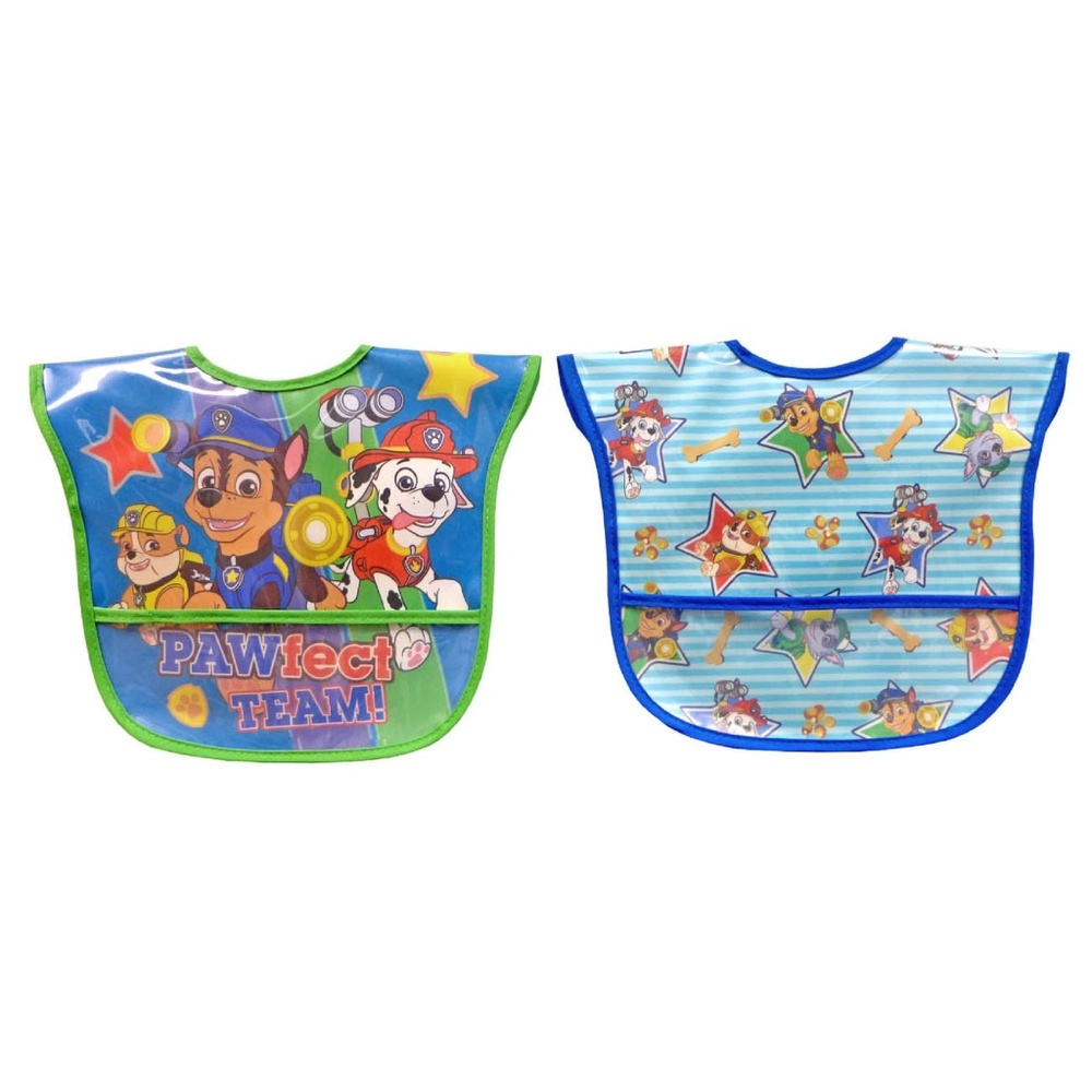 Nickelodeon Paw Patrol Water-Resistant Toddler Bib Set, Boy, 2 Pack